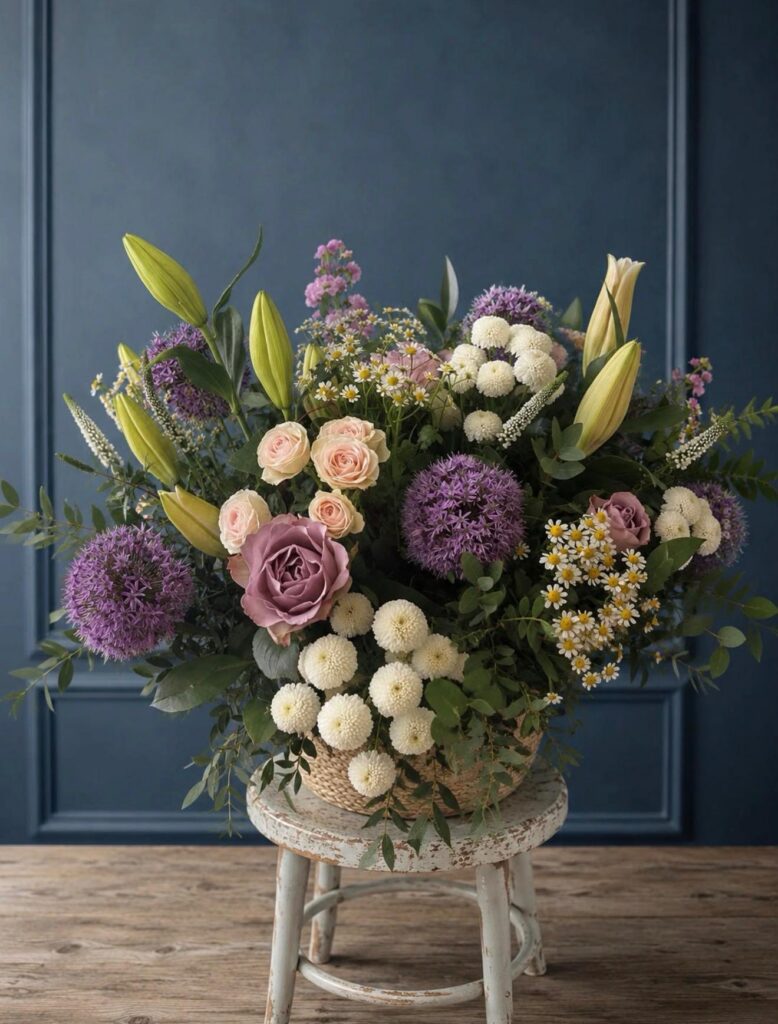 Cesto de flores de temporada de A Flor de Piel